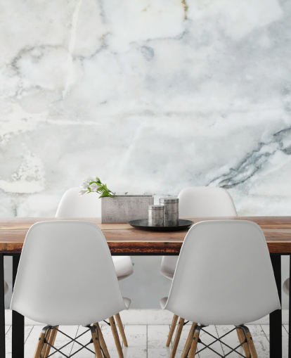 white marble wallpaper mural called Classic Marble for bedrooms, bathrooms and kitchens