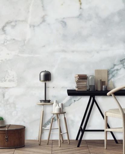 white marble wallpaper mural called Classic Marble for bedrooms, bathrooms and kitchens
