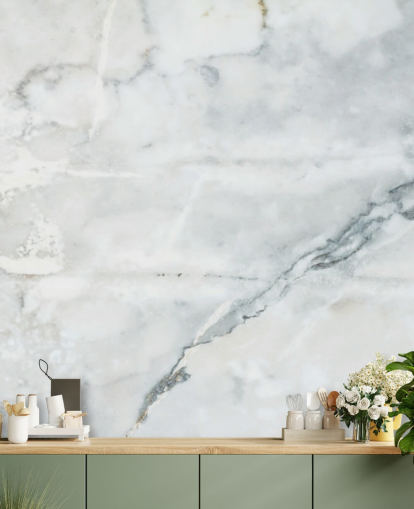 papier peint mural en marbre blanc appelé Classic Marble pour les chambres, les salles de bain et les cuisines