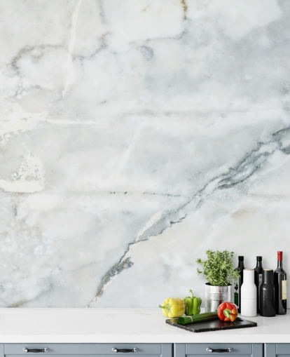 hvit marmor tapet veggmaleri kalt Classic Marble for soverom, bad og kjøkken