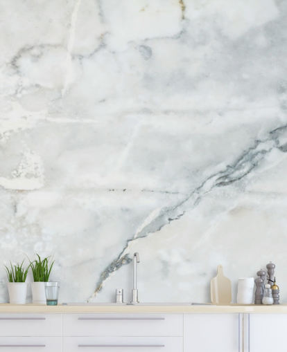 Tapeten-Wandbild aus weißem Marmor namens Classic Marble für Schlafzimmer, Badezimmer und Küchen