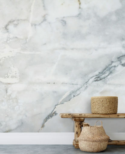 valkoinen marmoritapetti seinämaalaus nimeltä Classic Marble makuuhuoneisiin, kylpyhuoneisiin ja keittiöihin