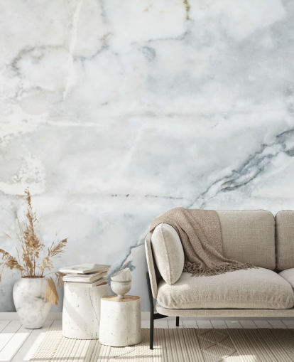 witte marmeren behangmuurschildering genaamd Classic Marble voor slaapkamers, badkamers en keukens