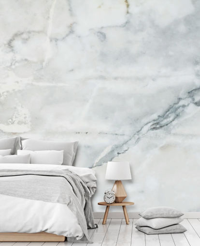 white marble wallpaper mural called Classic Marble for bedrooms, bathrooms and kitchens