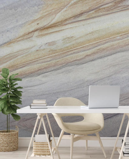 naturfarbene Tapete mit Marmoreffekt, genannt Faux Marble, für Küchen, Wohn- und Esszimmer