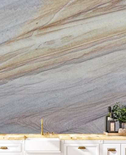 natural colored marble effect wallpaper called Faux Marble for kitchens, living rooms and dining rooms