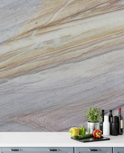 natural colored marble effect wallpaper called Faux Marble for kitchens, living rooms and dining rooms