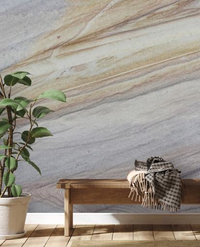 naturfarbene Tapete mit Marmoreffekt, genannt Faux Marble, für Küchen, Wohn- und Esszimmer