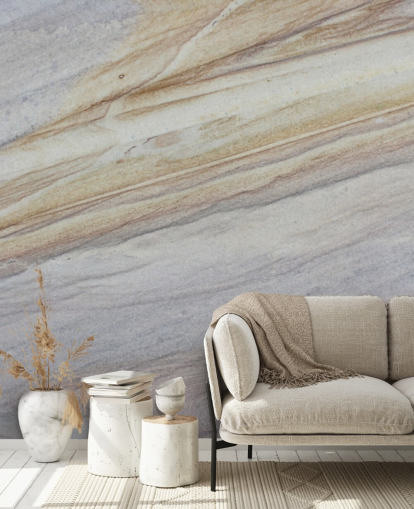 papel pintado con efecto mármol de color natural llamado Faux Marble para cocinas, salas de estar y comedores