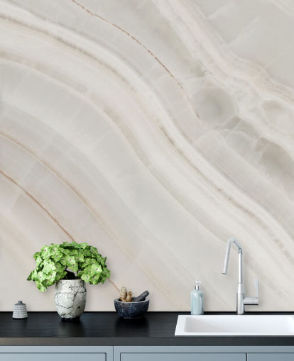 gebroken witte op maat gemaakte behangmuurschildering met marmereffect genaamd Marble Texture Background voor keukens en eetkamers