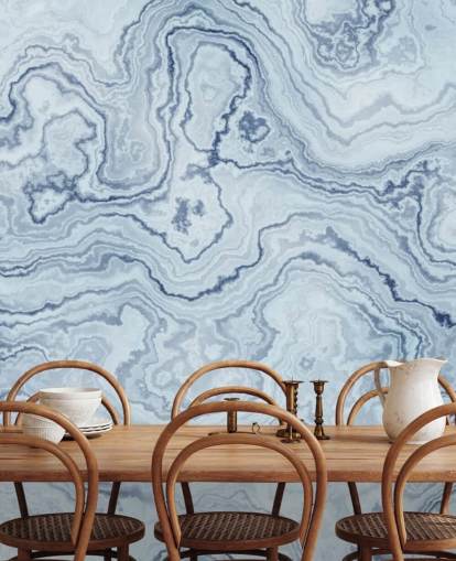 papier peint mural en marbre bleu clair et blanc appelé Light Blue Marble pour les salles de bain et les cuisines
