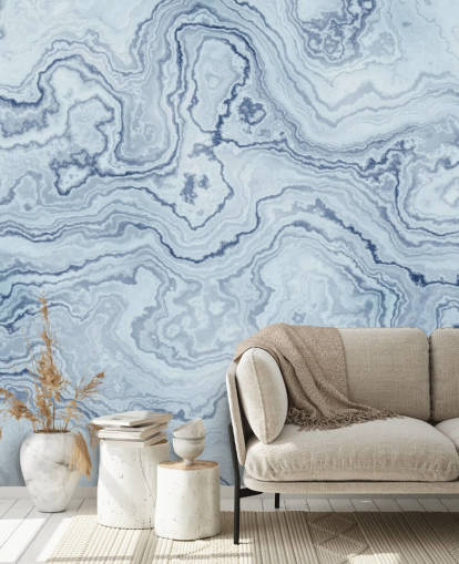 mural de papel pintado de mármol azul claro y blanco llamado Light Blue Marble para baños y cocinas mural de papel pintado de mármol azul claro y blanco llamado Light Blue Marble para baños y cocinas
