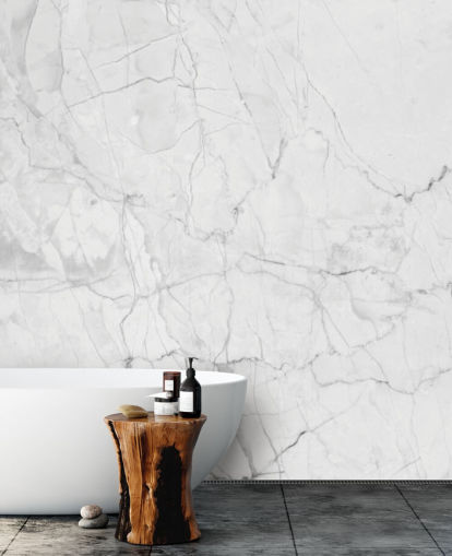 White Marble Wallpaper with Fine Grey Lines