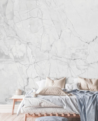 Papel de parede de mármore branco com linhas finas de cinza