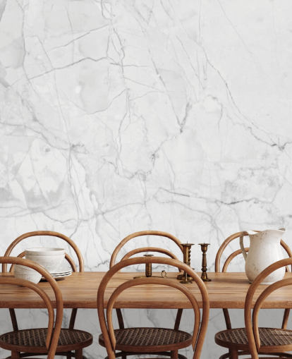 White Marble Wallpaper with Fine Grey Lines