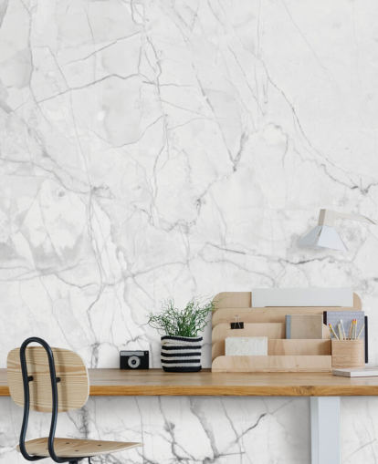 Papel de parede de mármore branco com linhas finas de cinza
