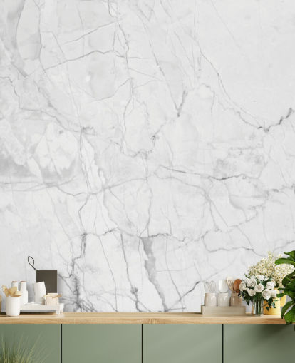 Papel de parede de mármore branco com linhas finas de cinza