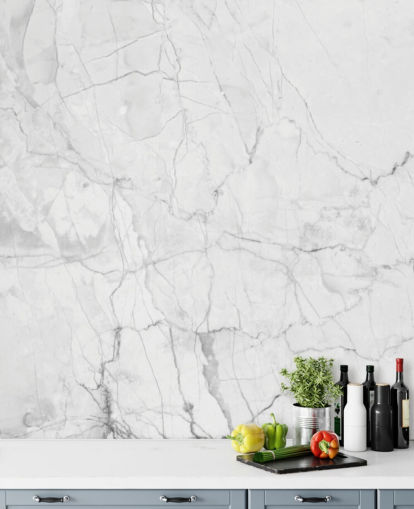 White Marble Wallpaper with Fine Grey Lines