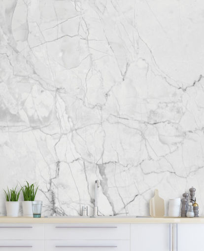 Papier peint en marbre blanc avec de fines lignes grises