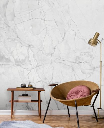 Papel de parede de mármore branco com linhas finas de cinza