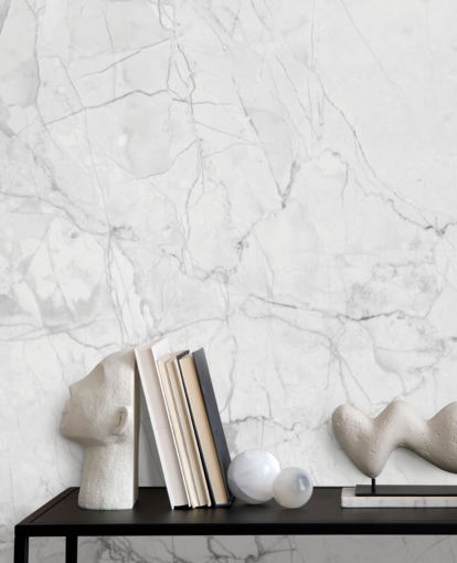 Papier peint en marbre blanc avec de fines lignes grises