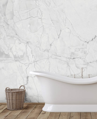 White Marble Wallpaper with Fine Grey Lines