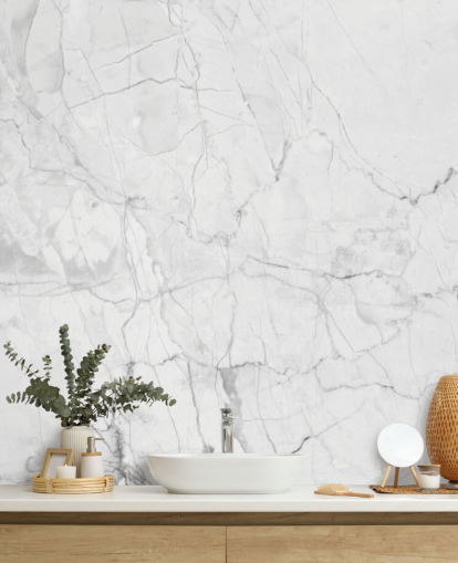 Papier peint en marbre blanc avec de fines lignes grises