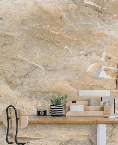 beige customisable marble wallpaper mural called Natural Marble for living rooms or dining rooms