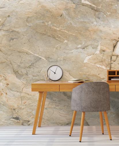 beige aanpasbare marmeren behangmuurschildering genaamd Natural Marble voor woonkamers of eetkamers