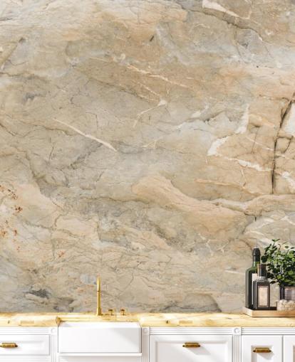 mural de papel pintado de mármol personalizable de color beige llamado mármol natural para salas de estar o comedores