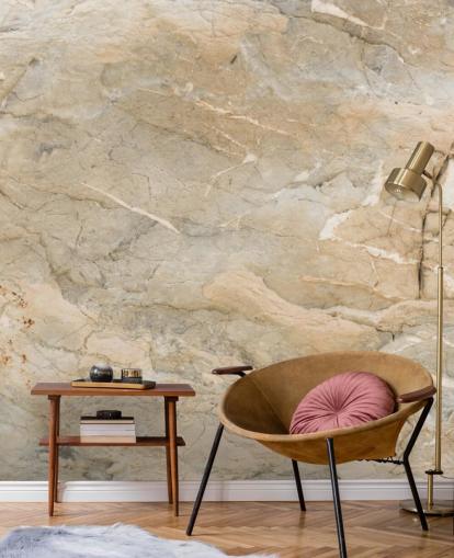 carta da parati murale in marmo beige personalizzabile chiamata Natural Marble per salotti o sale da pranzo