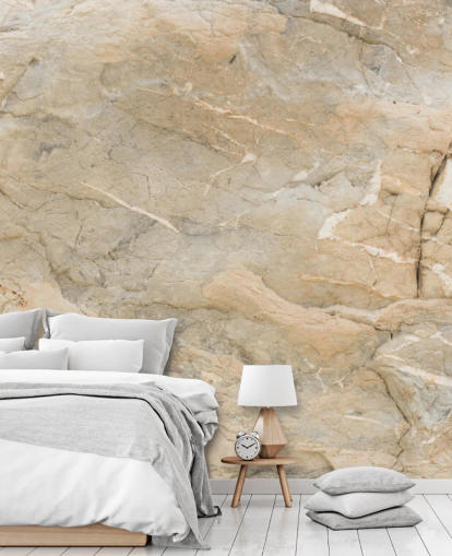 mural de papel de parede de mármore personalizável bege chamado Natural Marble para salas de estar ou salas de jantar