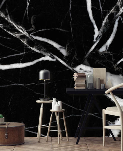 Papel pintado de mármol blanco y negro