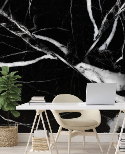 Papier peint en marbre noir et blanc