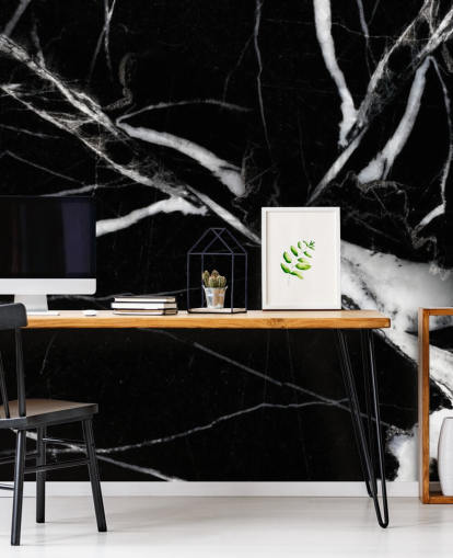 Papel pintado de mármol blanco y negro