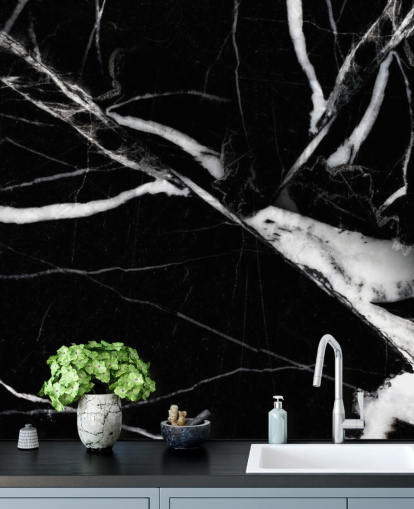 Papel de parede de mármore preto e branco