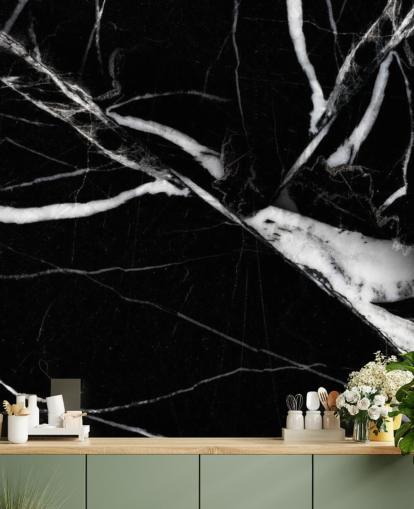 Papel de parede de mármore preto e branco