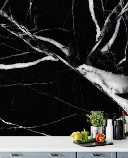 Papel pintado de mármol blanco y negro