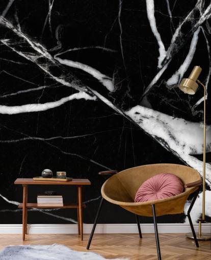 Papel pintado de mármol blanco y negro