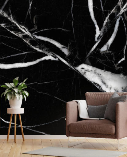 Papel pintado de mármol blanco y negro