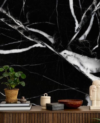 Papel de parede de mármore preto e branco Papel de parede de mármore preto e branco