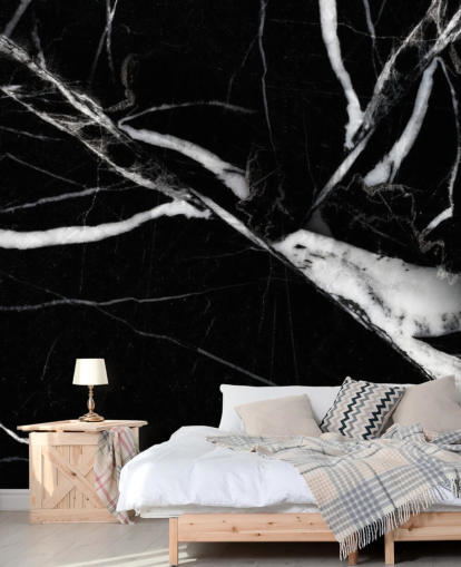 Papier peint en marbre noir et blanc