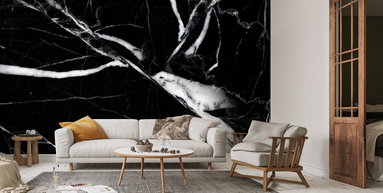 Black Marble Effect Wall Mural Wallsauce UK