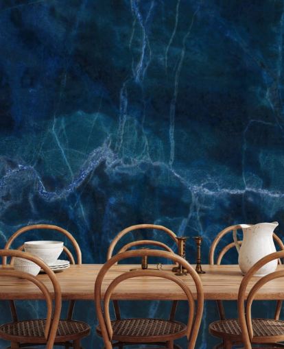 navy blue customisable marble wallpaper mural called Dark Blue Marble for bedrooms, bathrooms and kitchens