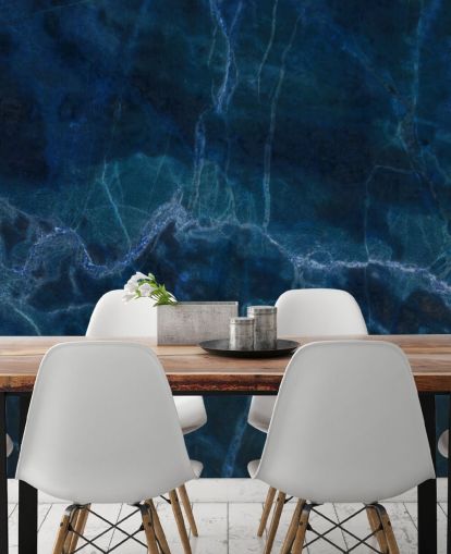 marineblå tilpassbar marmor tapet veggmaleri kalt Dark Blue Marble for soverom, bad og kjøkken
