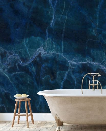 marinblå anpassningsbar marmor tapetväggmålning kallad Dark Blue Marble för sovrum, badrum och kök marinblå anpassningsbar marmor tapetväggmålning kallad Dark Blue Marble för sovrum, badrum och kök