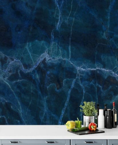 mural de papel de parede de mármore personalizável azul marinho chamado Dark Blue Marble para quartos, banheiros e cozinhas mural de papel de parede de mármore personalizável azul marinho chamado Dark Blue Marble para quartos, banheiros e cozinhas