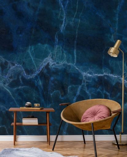 tummansininen muokattava marmoritapetti seinämaalaus nimeltä Dark Blue Marble makuuhuoneisiin, kylpyhuoneisiin ja keittiöihin
