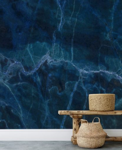 mural de papel de parede de mármore personalizável azul marinho chamado Dark Blue Marble para quartos, banheiros e cozinhas mural de papel de parede de mármore personalizável azul marinho chamado Dark Blue Marble para quartos, banheiros e cozinhas
