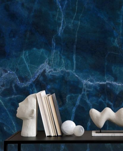 marineblå tilpassbar marmor tapet veggmaleri kalt Dark Blue Marble for soverom, bad og kjøkken